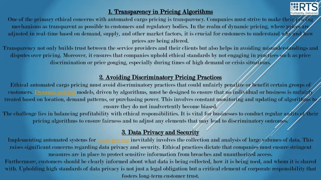 1 transparency in pricing algorithms