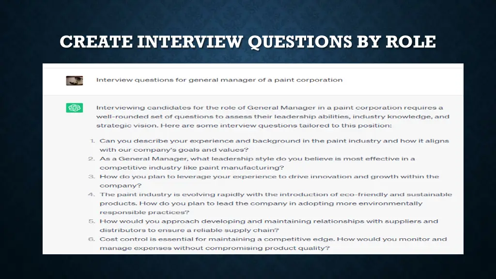 create interview questions by role