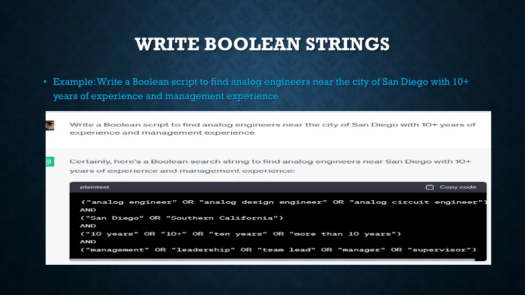 write boolean strings