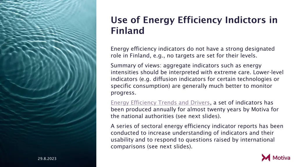 use of energy efficiency indictors in finland