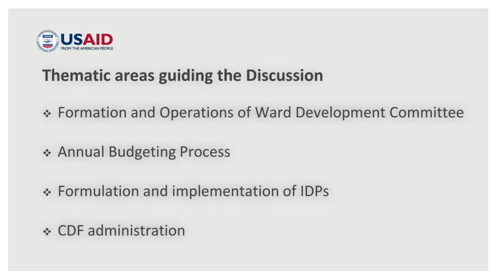 thematic areas guiding the discussion