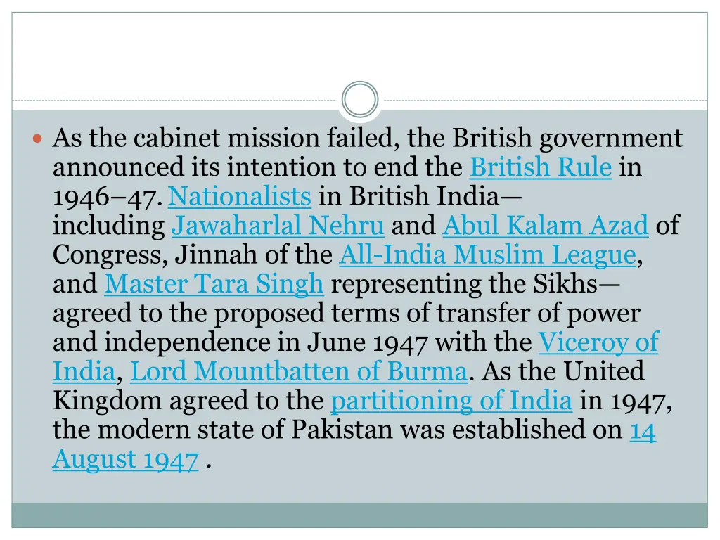 as the cabinet mission failed the british