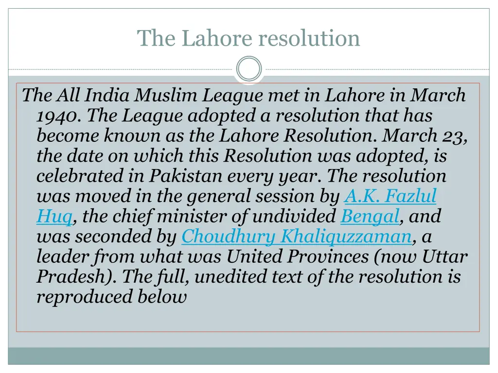 the lahore resolution