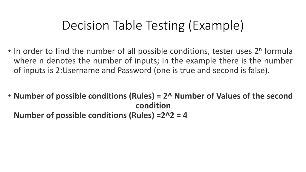 decision table testing example 2