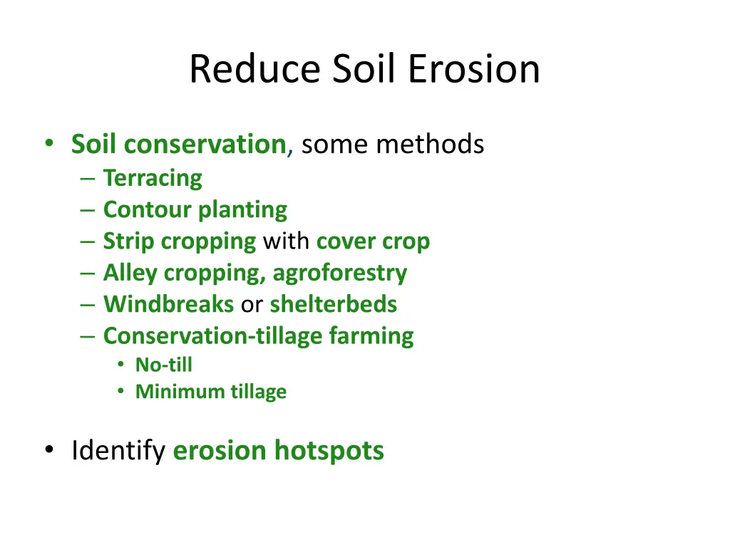 reduce soil erosion