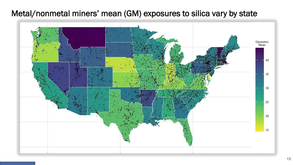 metal nonmetal miners mean gm exposures to silica