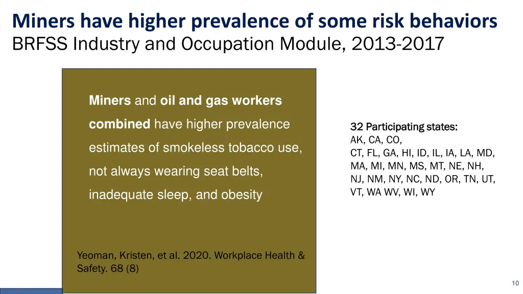 miners have higher prevalence of some risk