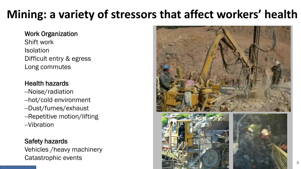 mining a variety of stressors that affect workers