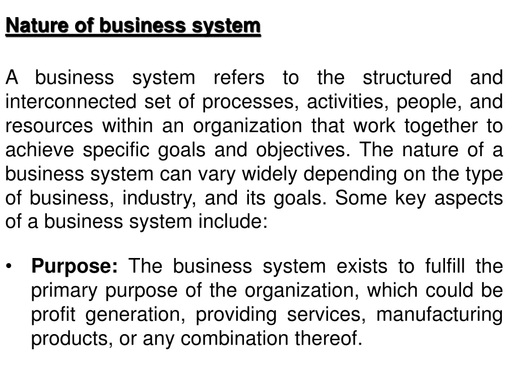 nature of business system