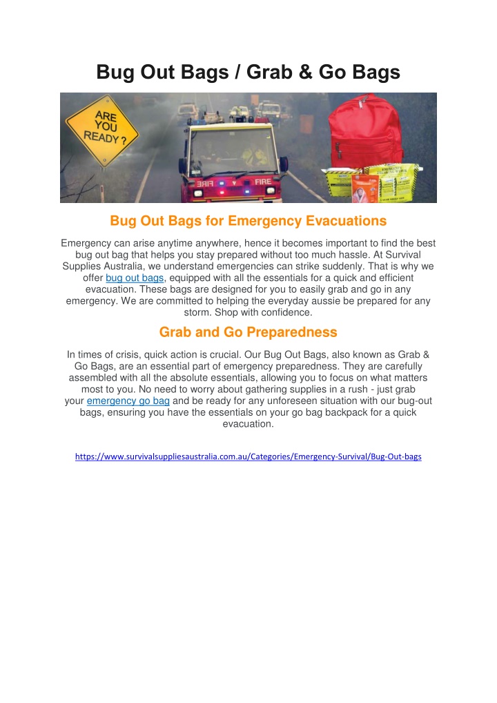 bug out bags grab go bags