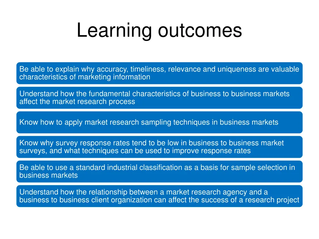 learning outcomes