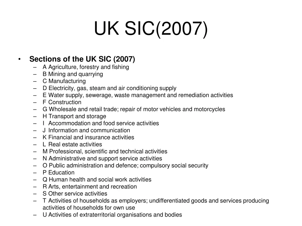 uk sic 2007