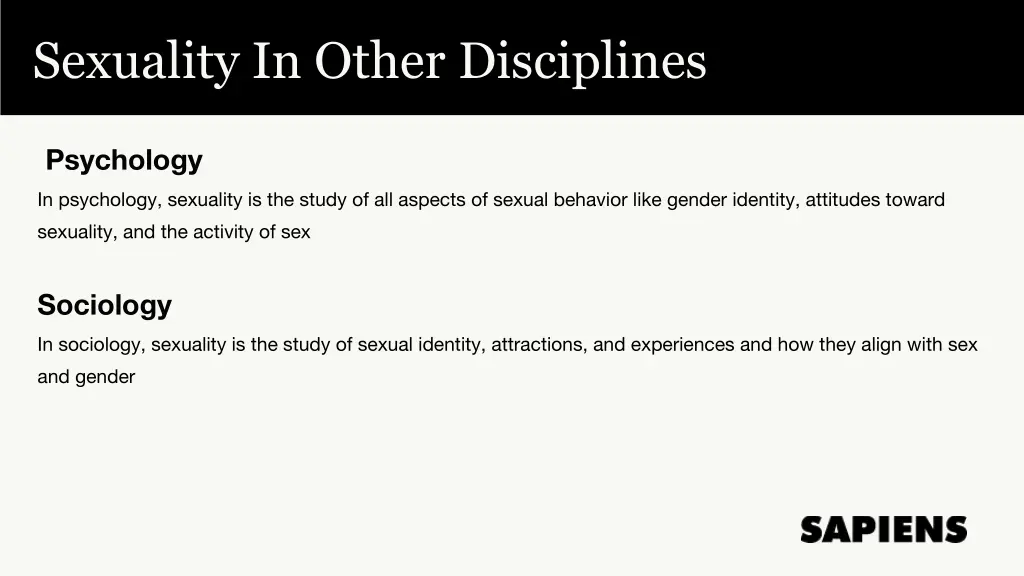 sexuality in other disciplines