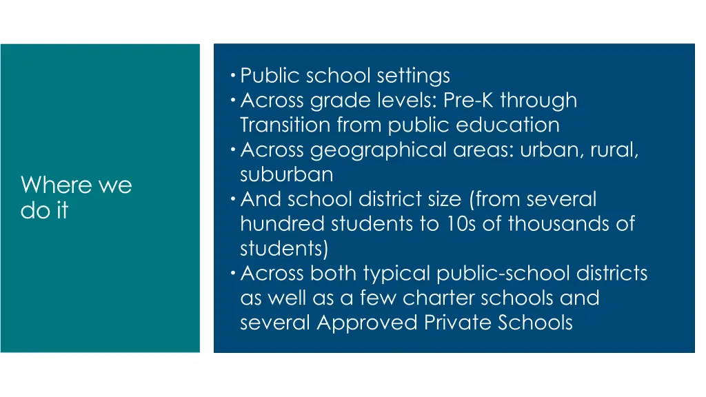 public school settings across grade levels