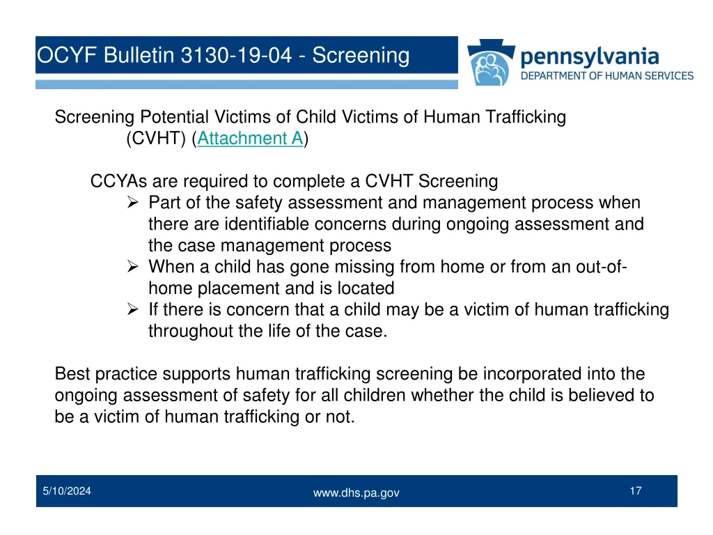 ocyf bulletin 3130 19 04 screening