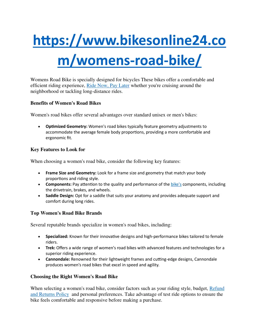 https www bikesonline24 co m womens road bike