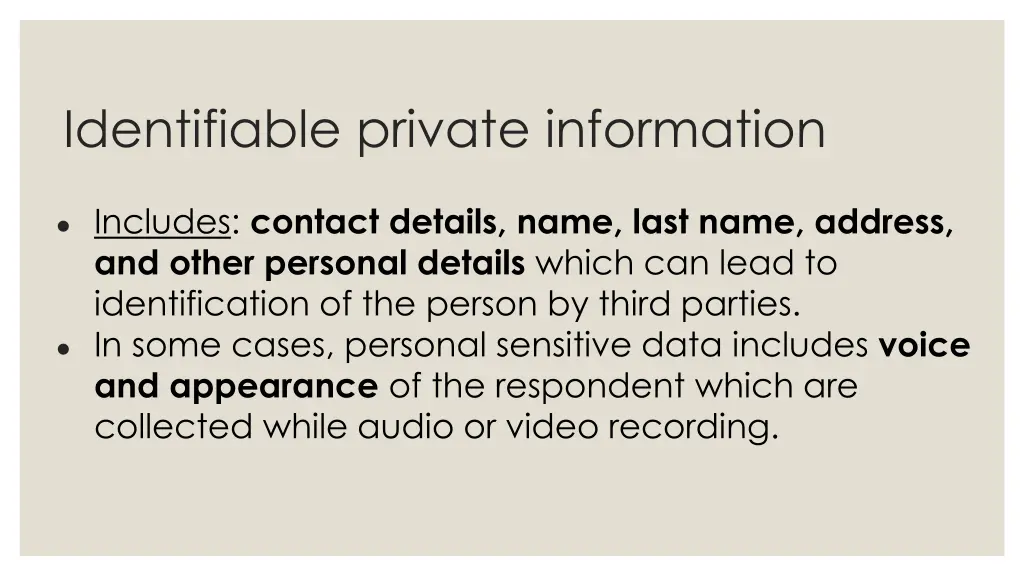identifiable private information