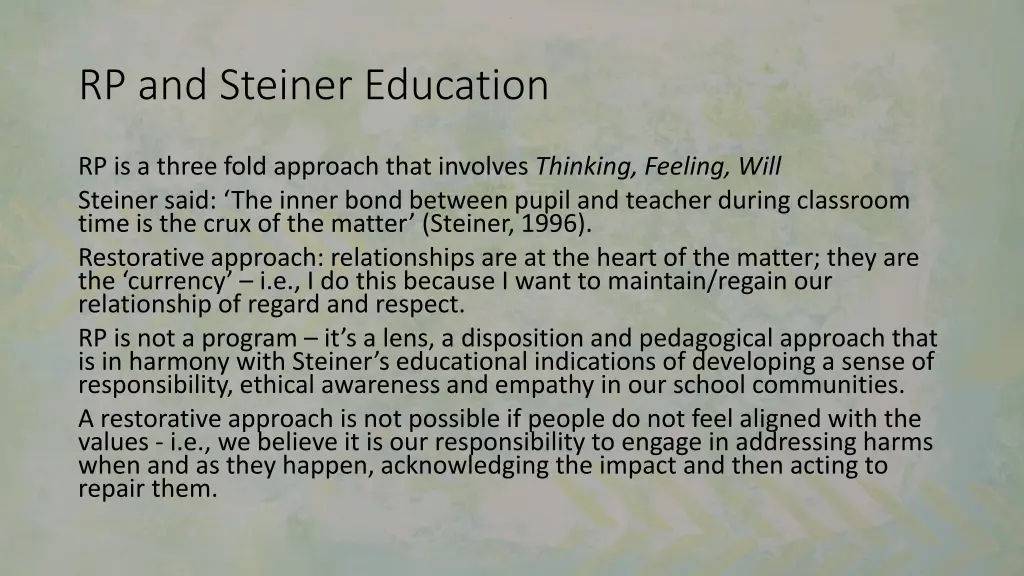 rp and steiner education