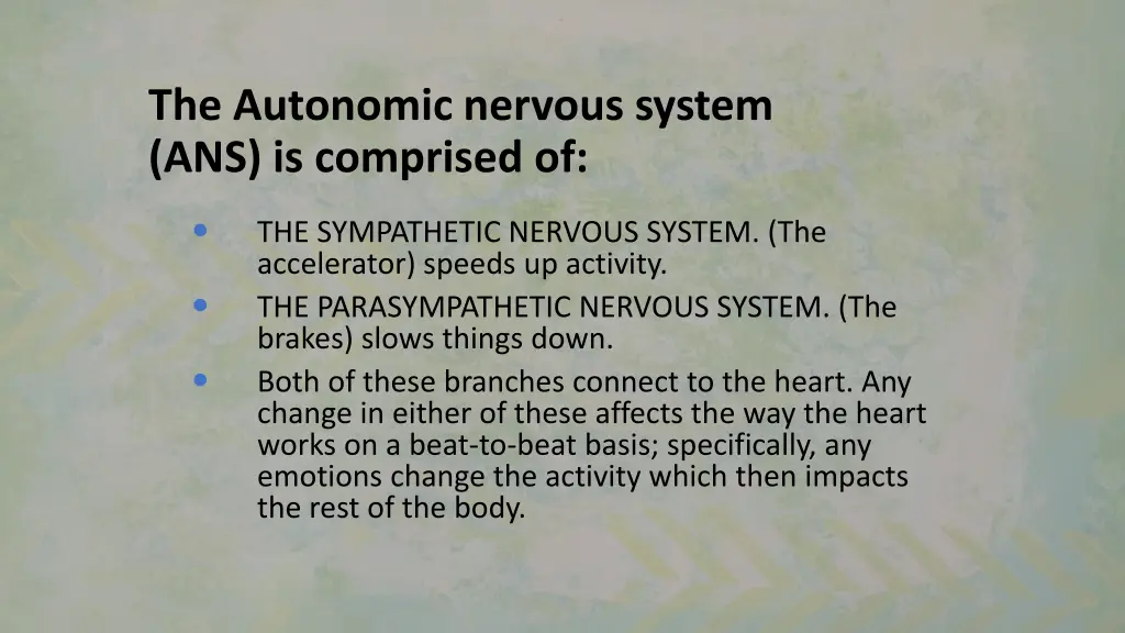 the autonomic nervous system ans is comprised of