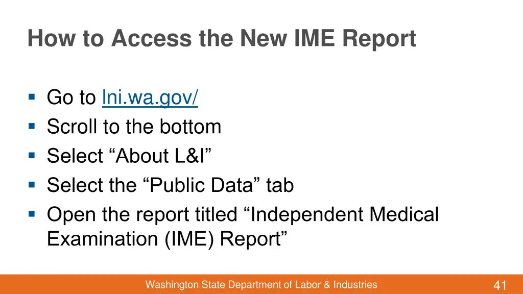 how to access the new ime report