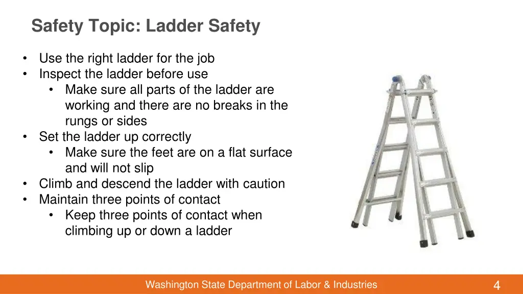 safety topic ladder safety