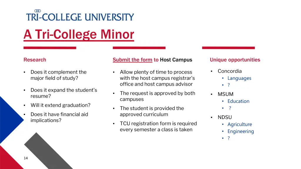 a tri college minor