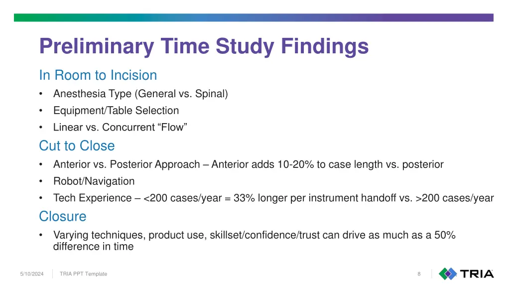 preliminary time study findings