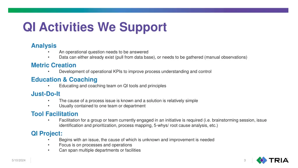 qi activities we support