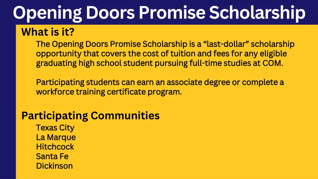 opening doors promise scholarship what