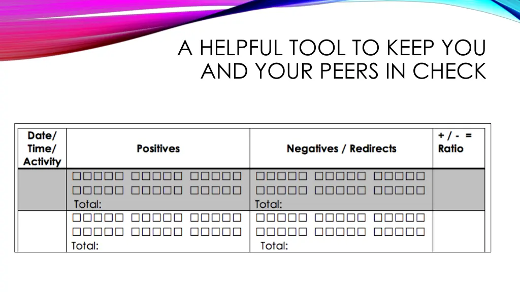 a helpful tool to keep you and your peers in check