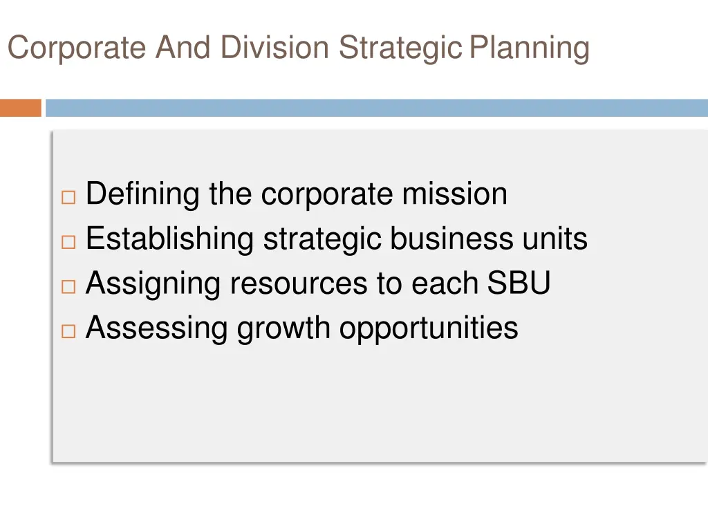 corporate and division strategicplanning