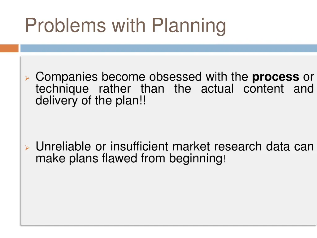 problems with planning