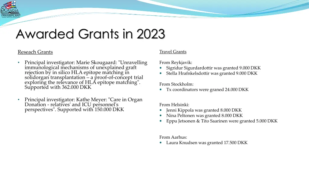 awarded grants in 2023
