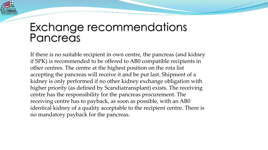exchange recommendations pancreas