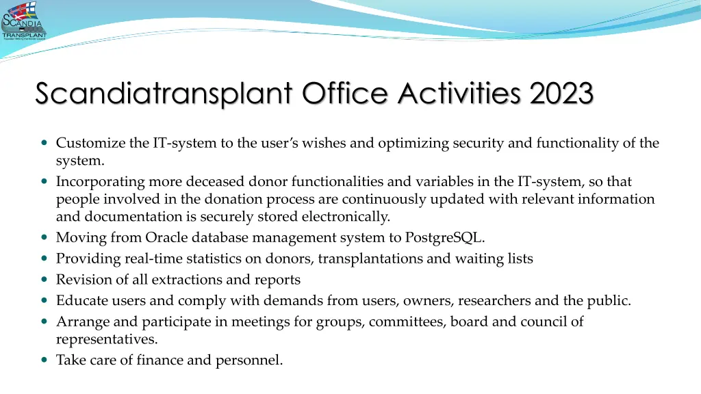 scandiatransplant office activities 2023