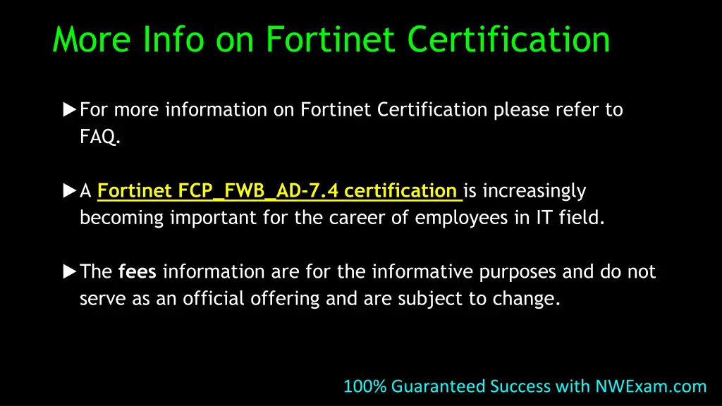 more info on fortinet certification