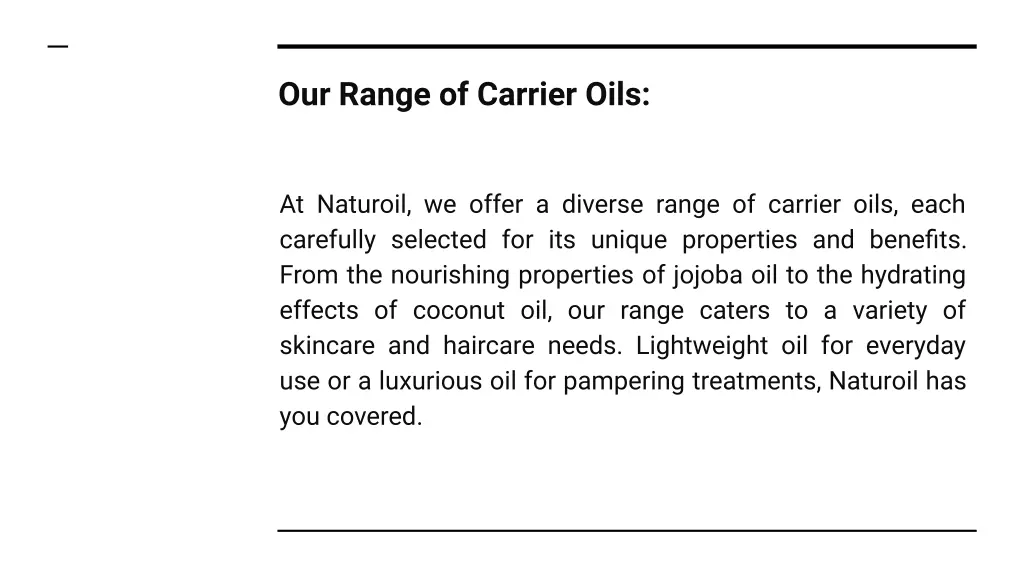 our range of carrier oils