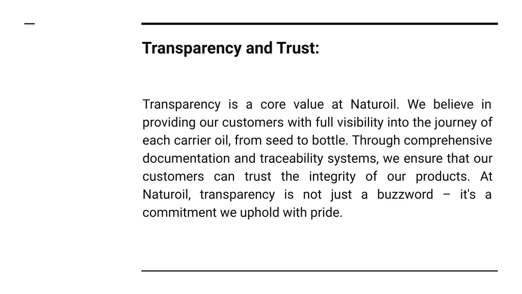 transparency and trust