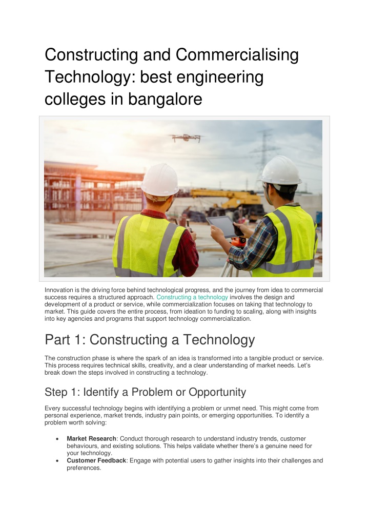 constructing and commercialising technology best