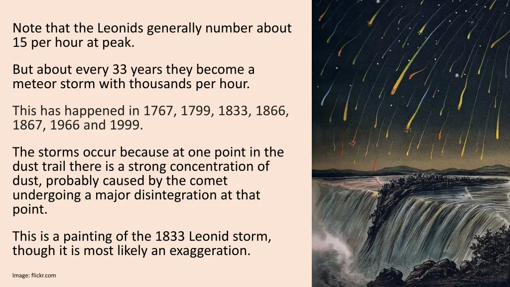 note that the leonids generally number about