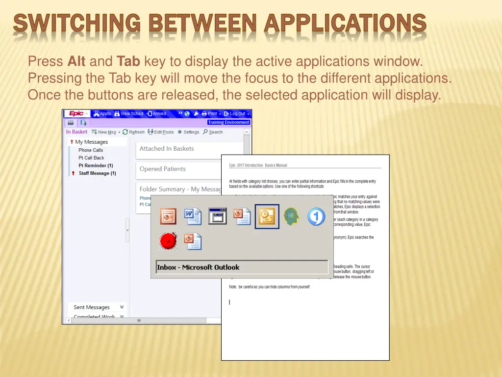 switching between applications switching between