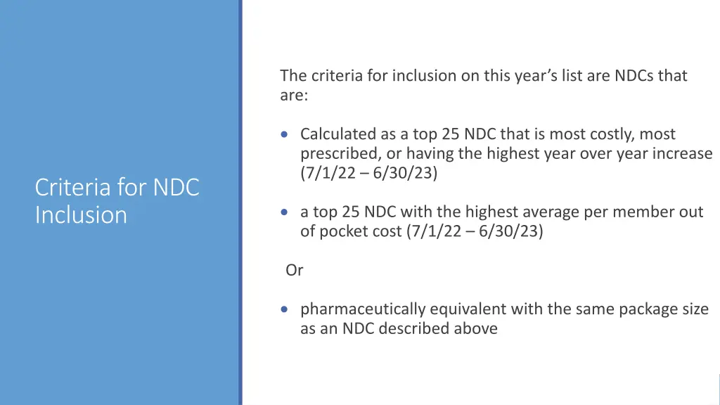 the criteria for inclusion on this year s list