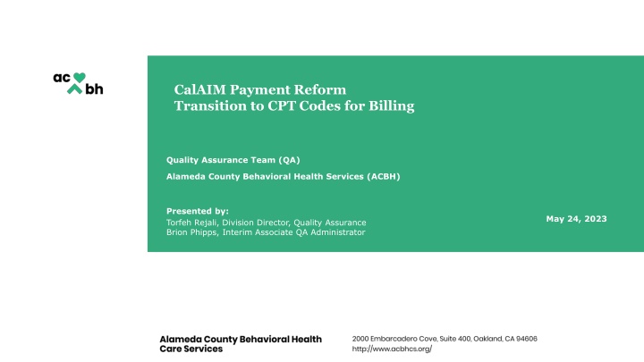 calaim payment reform transition to cpt codes