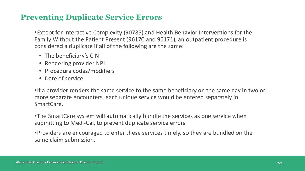 preventing duplicate service errors