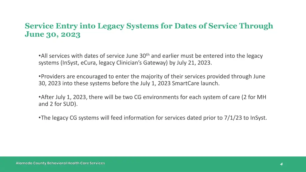 service entry into legacy systems for dates