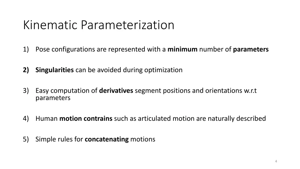 kinematic parameterization