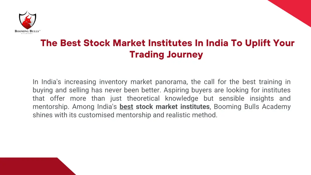 the best stock market institutes in india