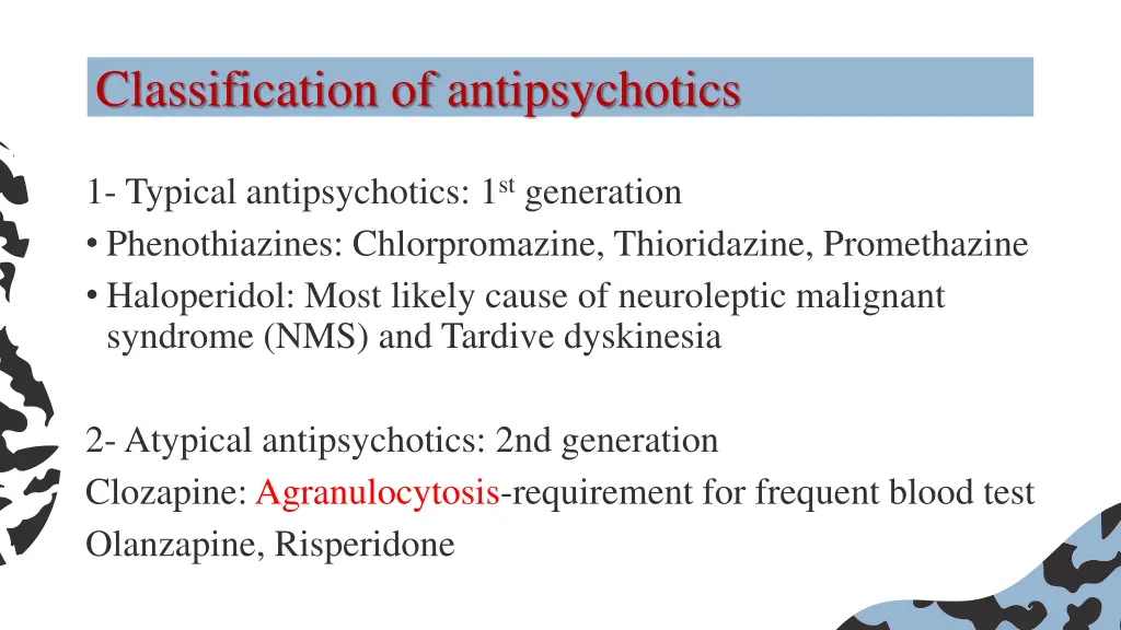 classification of antipsychotics