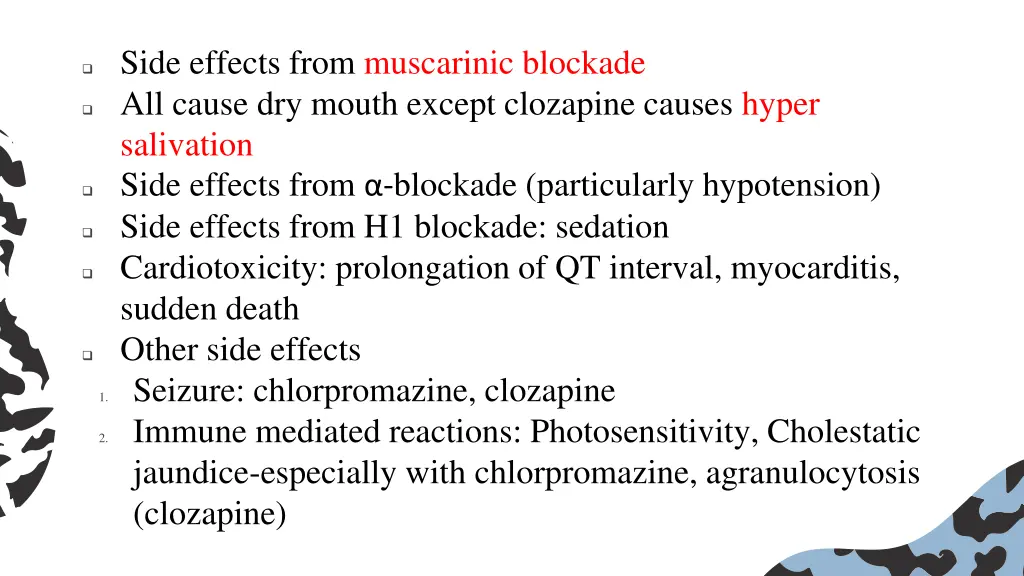 side effects from muscarinic blockade all cause