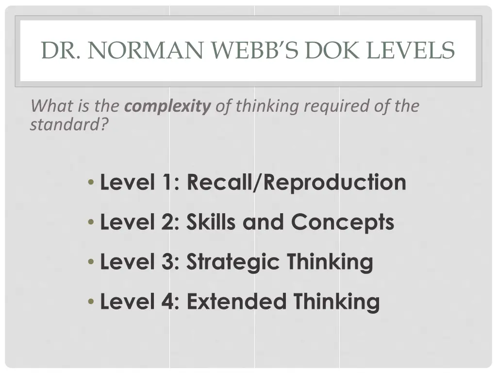 dr norman webb s dok levels